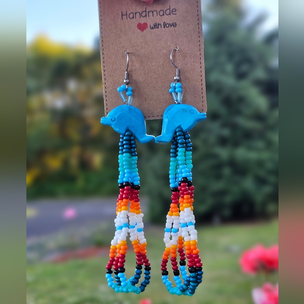 Beaded Dolphin earrings.